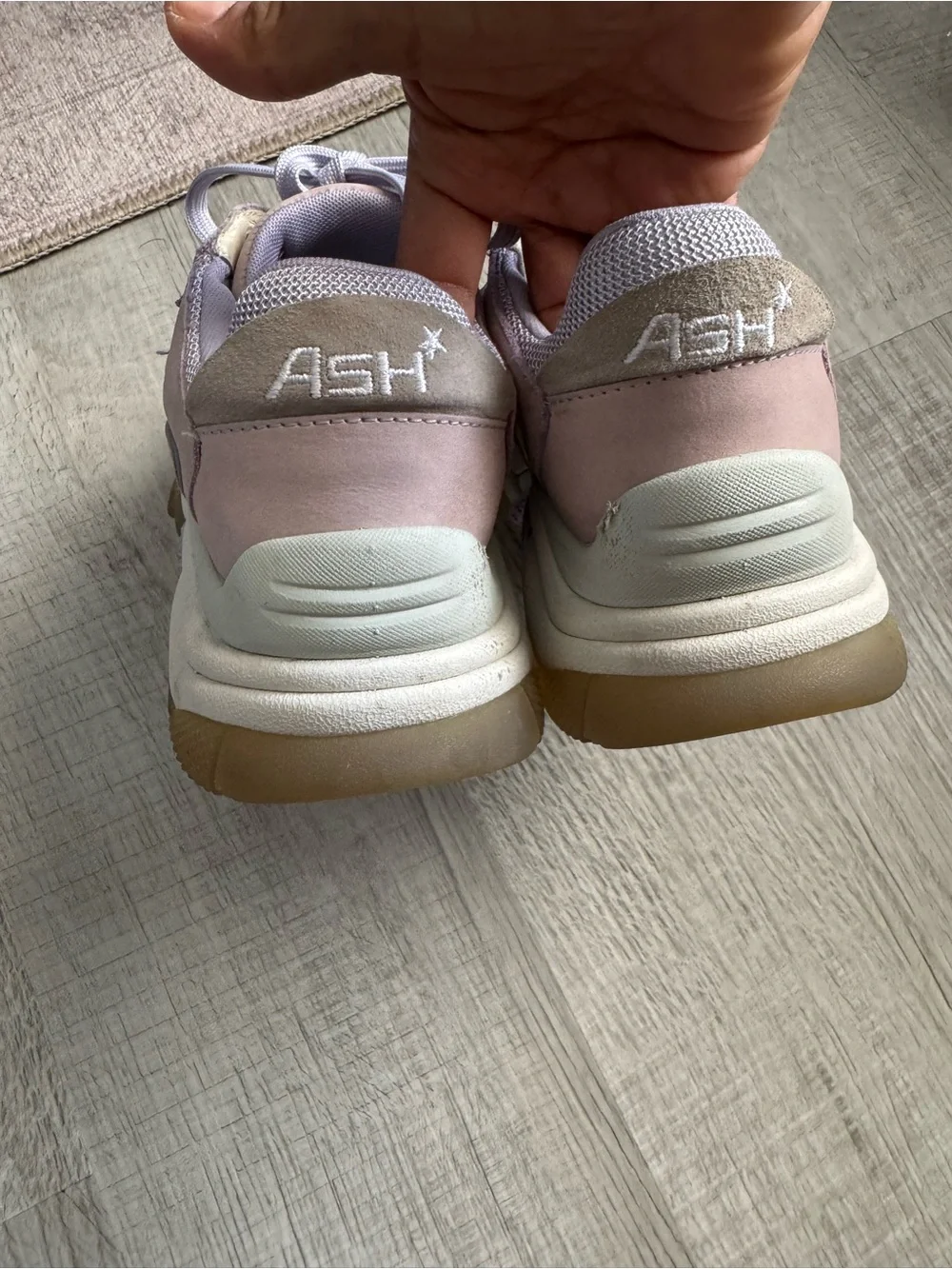 ASH Women's Blush and Light Gray Lace-Up Sneakers